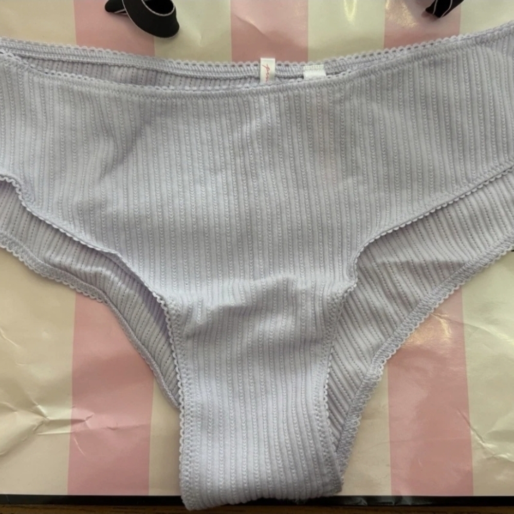 Victoria's secret Light Purple And Turquoise Ribbed Bikini Bottom Panties L